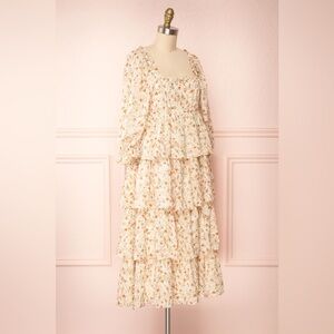 Floral Layered Midi Dress - Winter Wardrobe